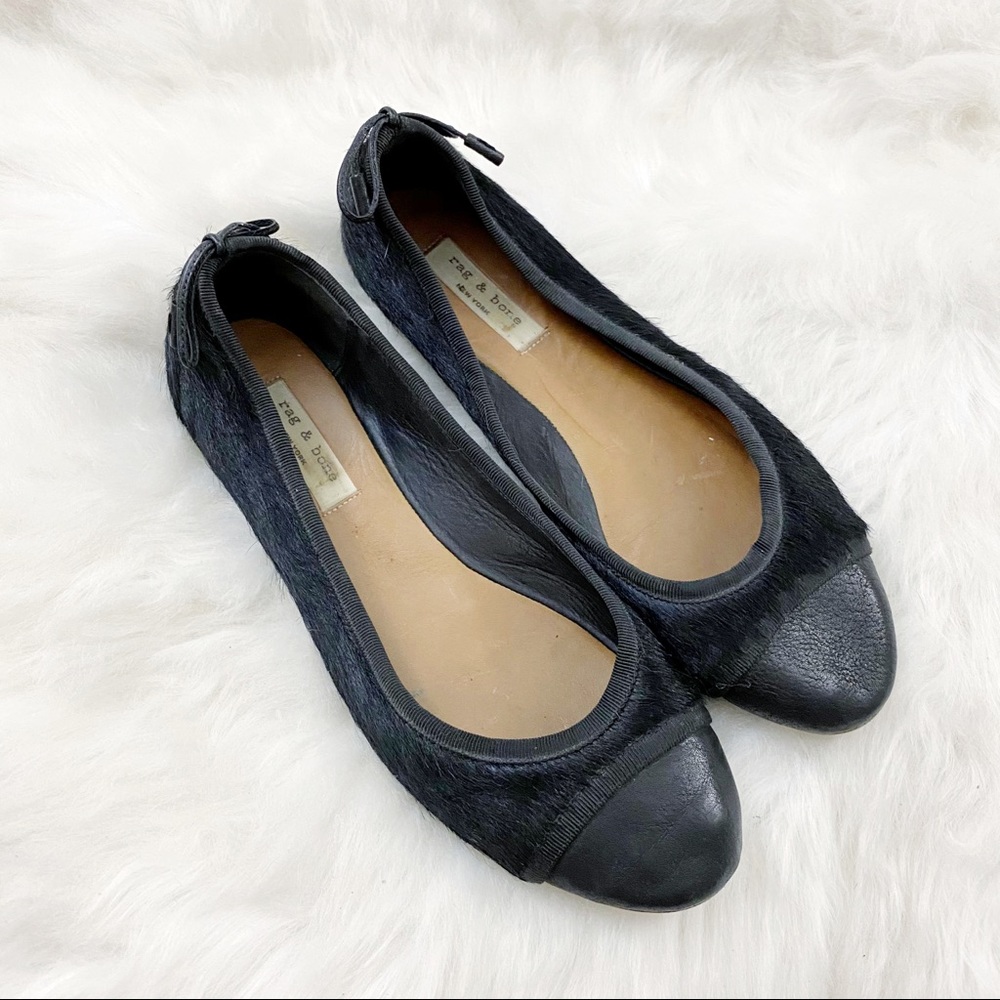 Rag & Bone Black Calf Hair Ballet Flats - Picture 2 of 9